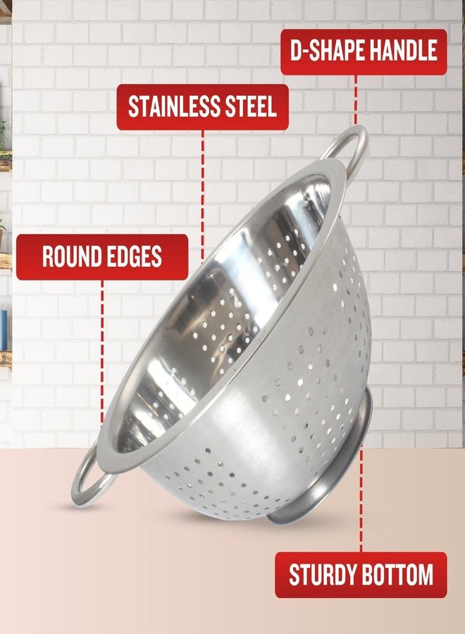 PLUMM Get Plumm Rice Washing Strainer Colander 29cm | Multipurpose Stainless Steel Colanders | Durable, Anti-Rust Kitchen Accessories Items Essential Kitchen Colander for Washing Fruits, Vegetables, Rice - Image 3